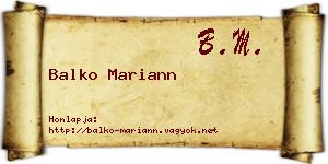 Balko Mariann névjegykártya