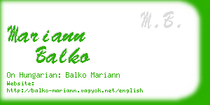 mariann balko business card